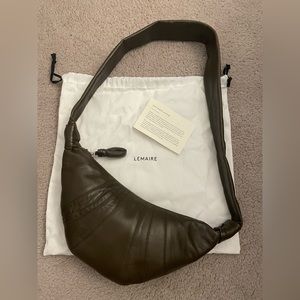Lemaire Small Brown Croissant Bag, Napa Leather